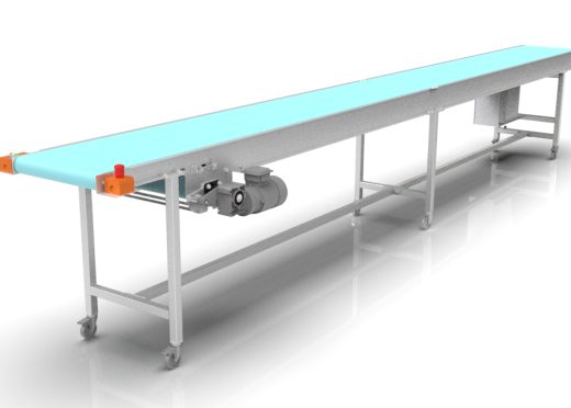 3D Design of a 5 m long, 450 mm wide modular belt conveyor for the food industry